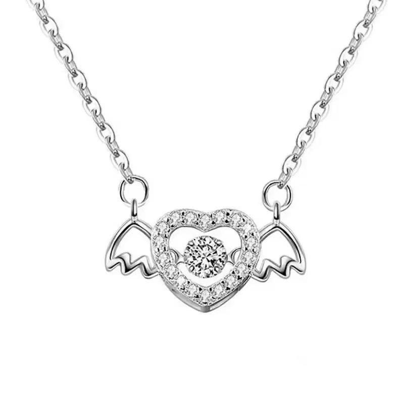 Beating Heart Angel Necklace: Gold-Plated Nickel Silver with Sweet, Trendy Design