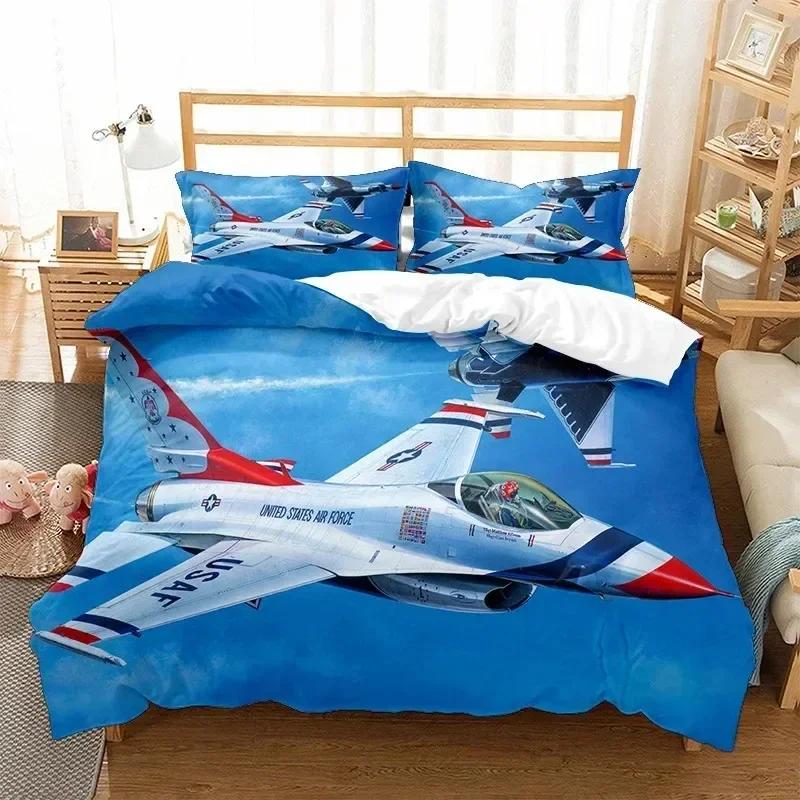 Top 3D Airplane Fighter Duvet Cover KingQueen Size,flying Fighter Jet Bedding Set modern Cool Airplane Quilt Cover 135x200cm