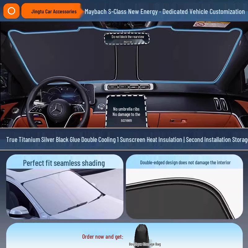 Mercedes Sunshade for GLC, C260L, E300L, GLB C-Class - Windshield Heat Insulation Curtain