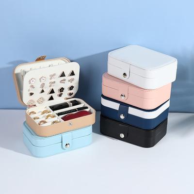 Jewelry Double-layer Jewelry Box Large Jewelry Box Earrings Necklace Ring Double-layer Jewelry Storage Box PU Jewelry Box
