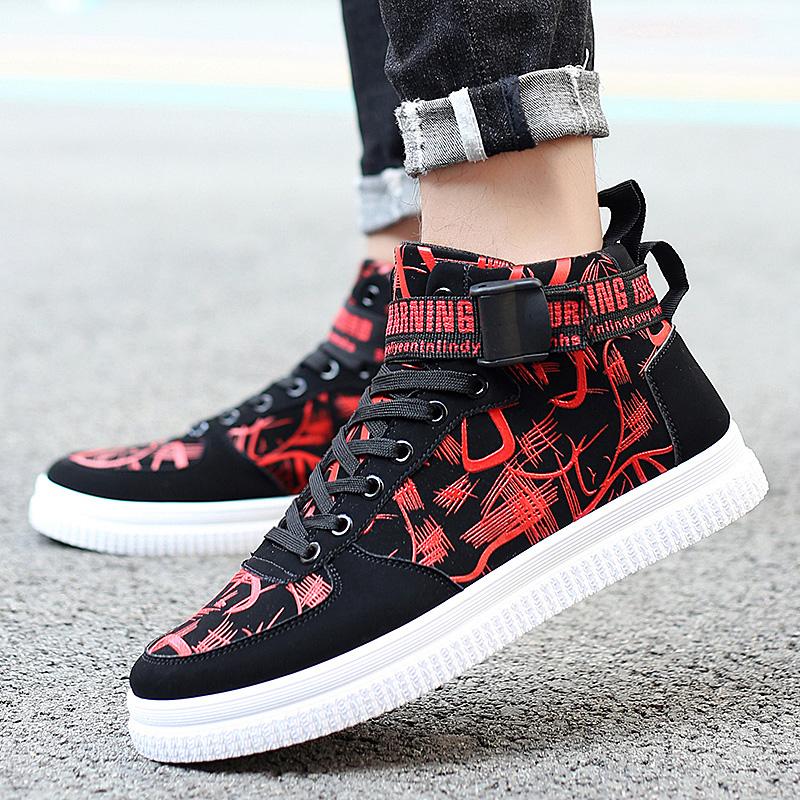 Fashion Men's high top leisure sports men's shoes flat shoes 2024 spring and autumn men's outdoor sports shoes fashion vulcanized