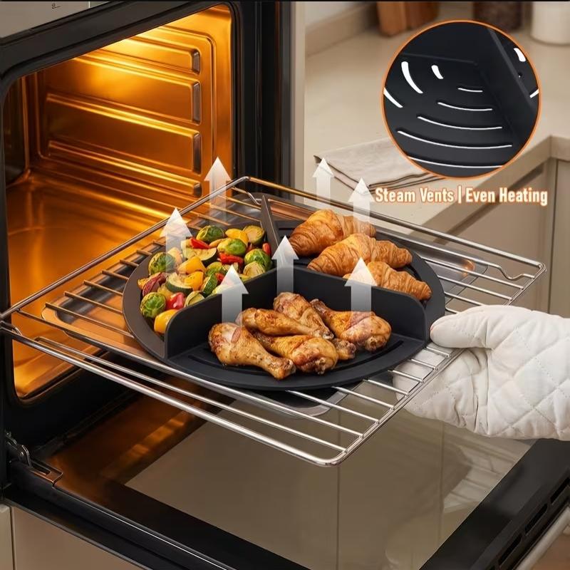 Silicone Triangle Separator For Air Fryer, Bowl Liner Accessory, Fits Most Round Silicone Bowls, Zone Separation To Prevent