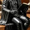 Zittend Magere Hein Model Gotische Dark Fantasy Figuur, Lezend Met Kap Standbeeld, Hars Skelet Standbeeld Halloween Figuurtje voor Boekenkast Huisdecoratie