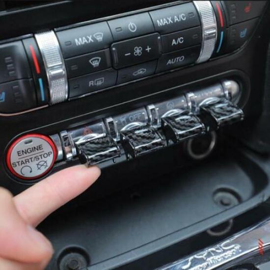 For 15- Ford Mustang Carbon Interior Center Control Button Switch Cover Trim