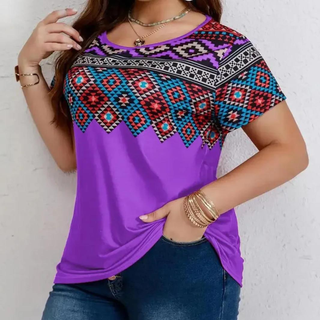 

Летняя женская футболка больших размеров, повседневная футболка с 3D принтом, футболка с круглым вырезом и короткими рукавами, топ 6XL