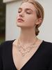 Gold-Plated Stainless Steel Four-Leaf Clover Diamond Tassel Clavicle Sweater Chain for Women