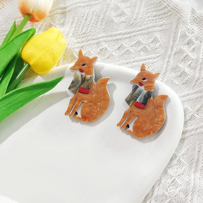 Cartoon Fox Brooch Clip Splicing Acrylic Animal Jewelry