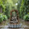 Handcrafted Resin Solar Buddhist Sculpture Statue Weather Resistant Yard Ornament Suitable For Patios Landscape Design