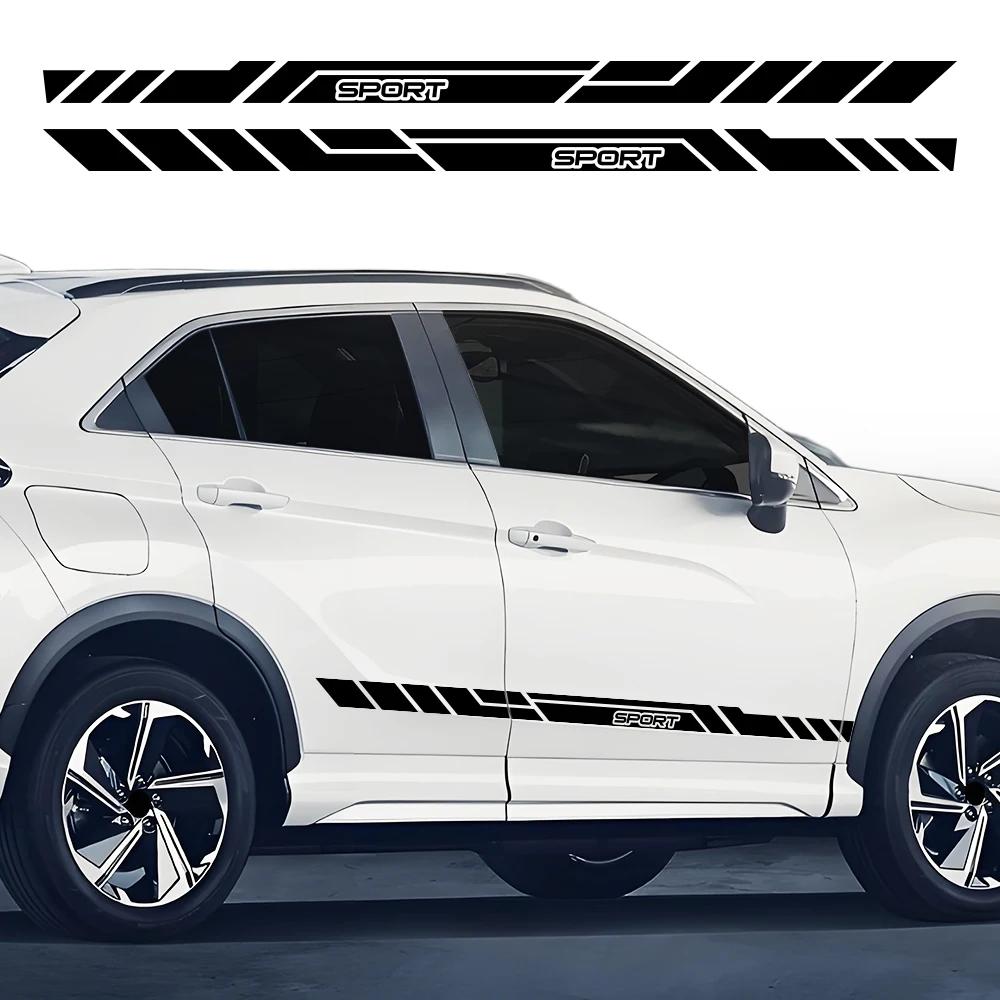 For Mitsubishi ECLIPSE CROSS Car Door Side Skirt Sticker PVC Racing Sport Stripes Vinyl Decal Auto Body Decoration Accessories