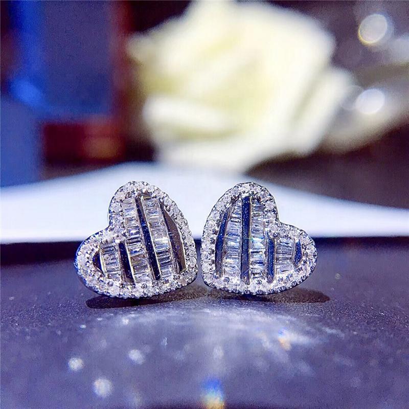 Huitan Newly Cute Stud Earrings Women Shiny White Cubic Zirconia Delicate Daily Wear Party Zircon High Quality Pierced Earrings