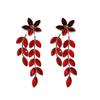 Silver needle European and American retro glass flower wheat ear fringed earrings fashionable personalized earrings light luxury high-end earrings 