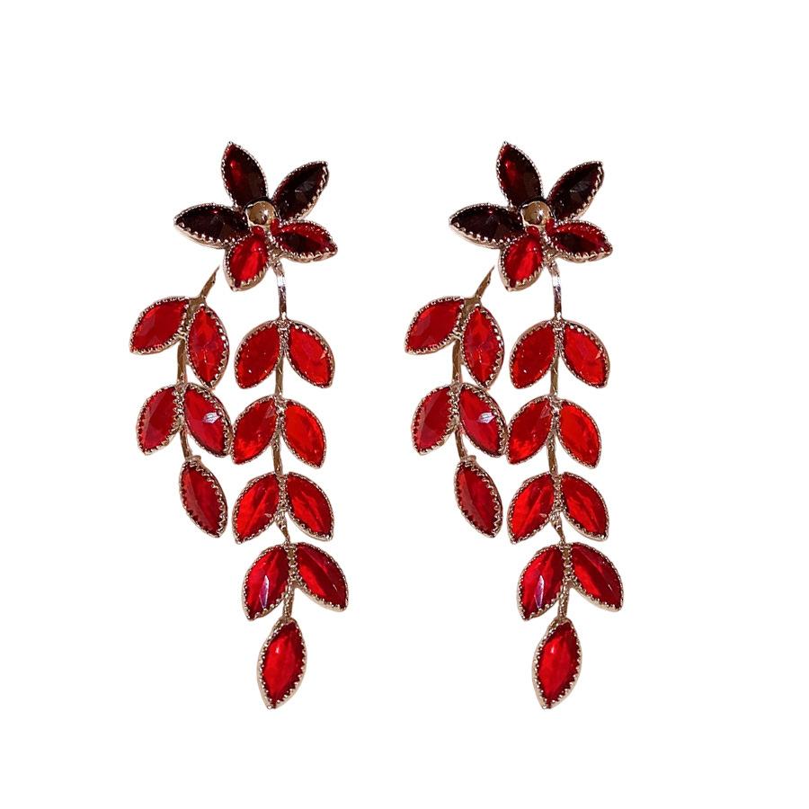 Silver needle European and American retro glass flower wheat ear fringed earrings fashionable personalized earrings light luxury high-end earrings