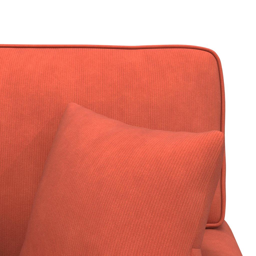 Reclining Chaise Lounge with Cushions 3 Piece Set Red Orange Corduroy Fabric