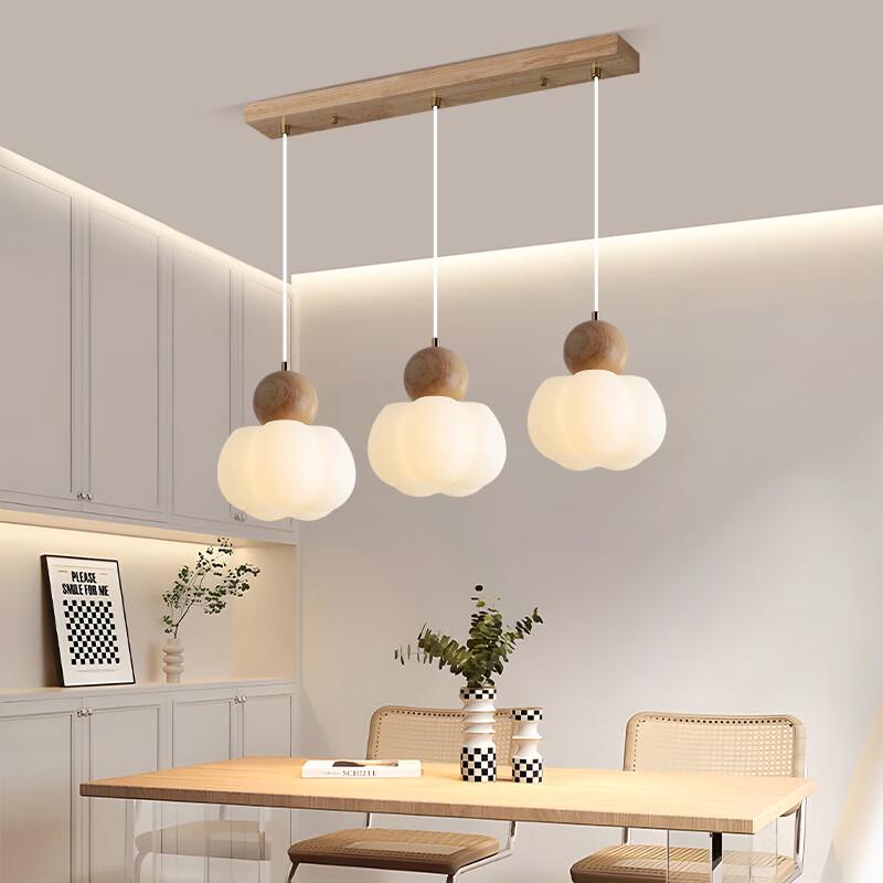UOSU Mid-century French Wood & Glass Pendant Lamp