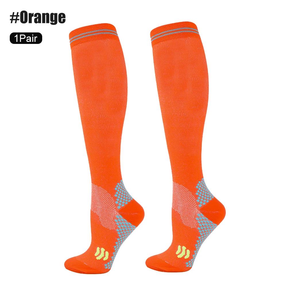 

20-30mmhg Compression Socks for Men Women Knee High Support Sports Nurses Circulation Flight Athletic L-XL оранжевый