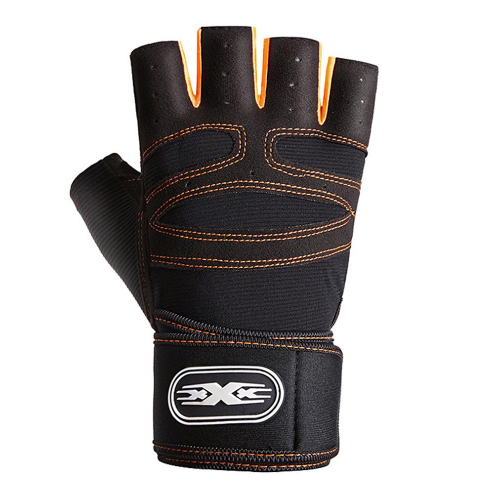 Fitness Gloves Men and Women's Gym Palm Protection Equipment Weightlifting Exercise Lengthened Wristband Anti Slip Training Gloves