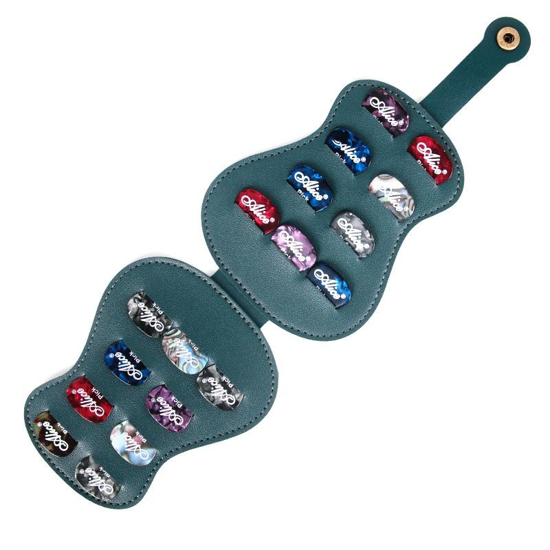 Custodia Portaplettri per Chitarra, Portaplettri per Chitarra Fatto a Mano in Pelle PU con 18 Scomparti per Plettri