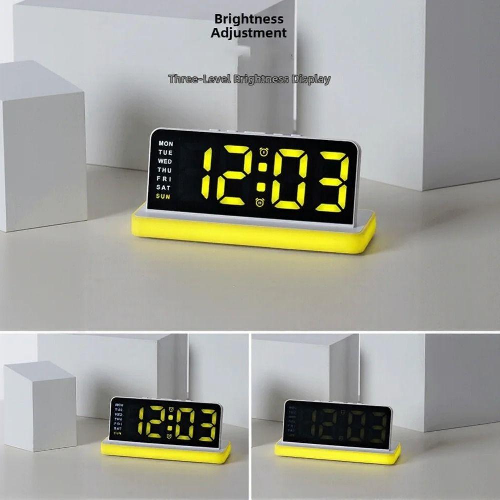 Large Display Digital Alarm Clock Large Screen Three-level Lighting LED Electronic Clock Automatic Date Update Week Date Display