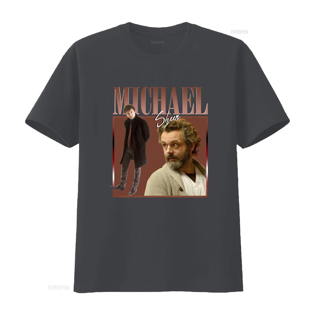 Michael Sheen Good Omens Vintage Stil Retro T-Shirt Hommage vintage Gewaschen Lässig Bequem Unisex Weich Stilvoll Leicht