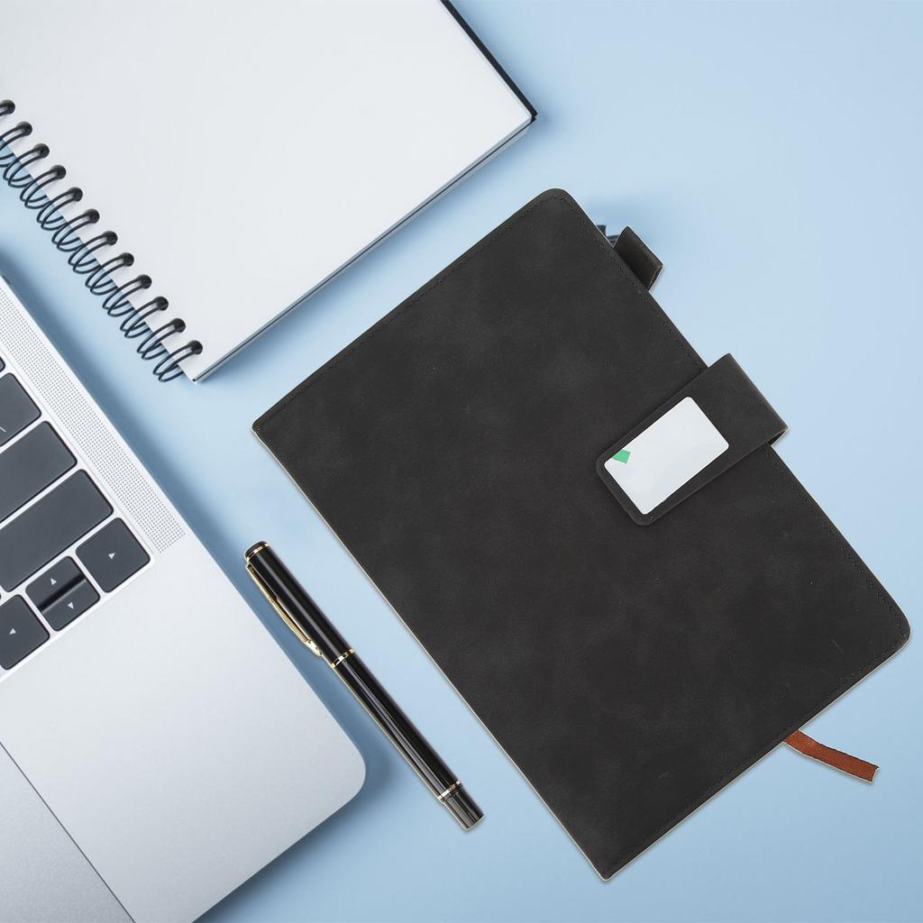   Notebook PU Lther Cover Ribbon Bookmark Ink Proof Thick Paper Ruled Paper Notebook with Pen for   Travel