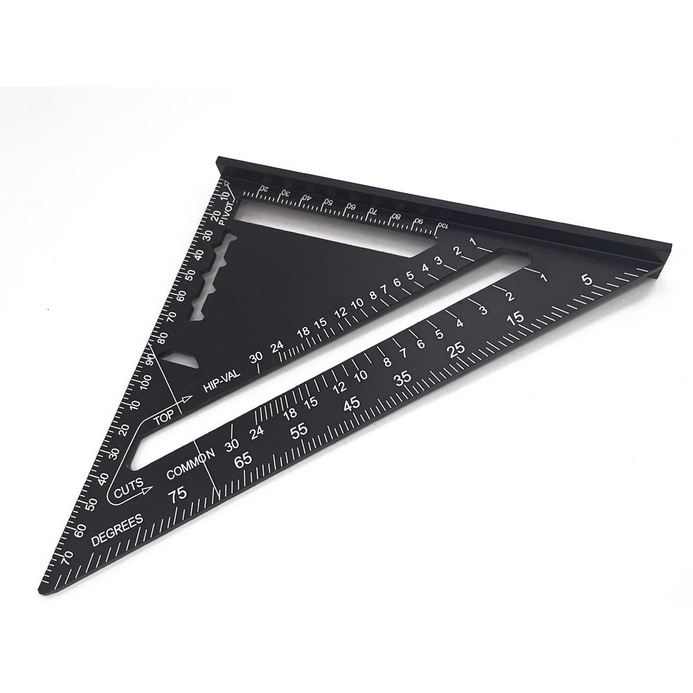 Aluminum Alloy Triangle Rulers 90 Degrees 45 Degrees Set Square 7in Black Metric Square Ruler