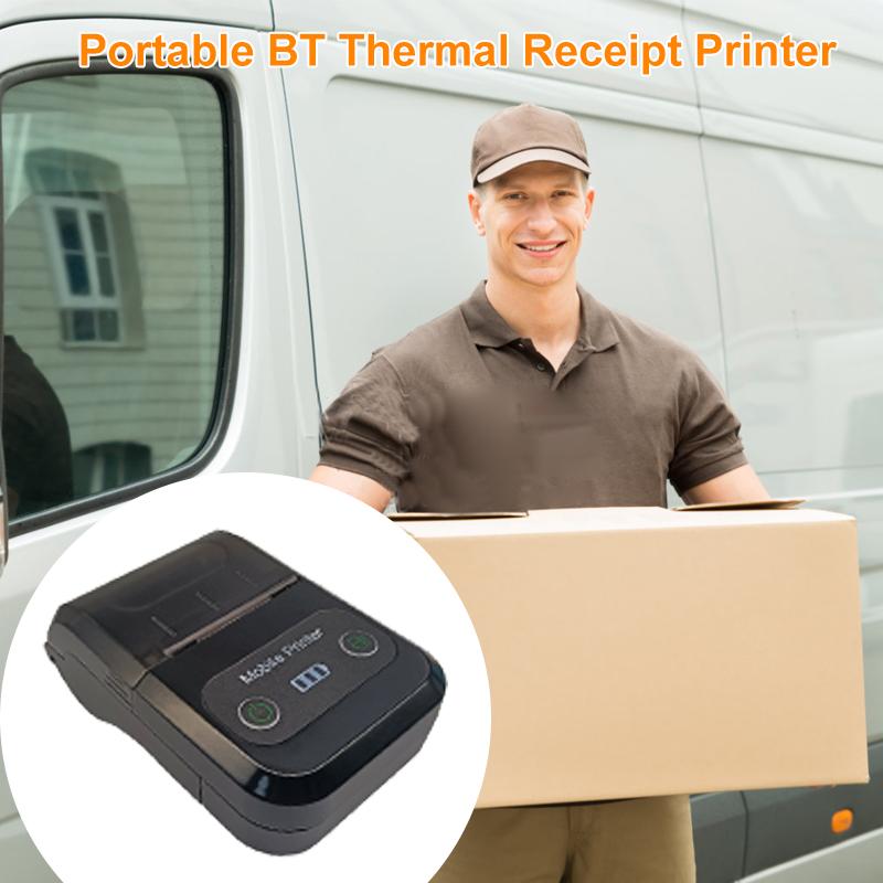 Portable BT Thermal Receipt Printer 58mm 2-inch Mini BT Printer Thermal Receipt Mobile Printer