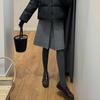 Light Gray Woolen High Waist Midi A-Line Skirt - Slimming, Versatile, Autumn/Winter Fashion for Women