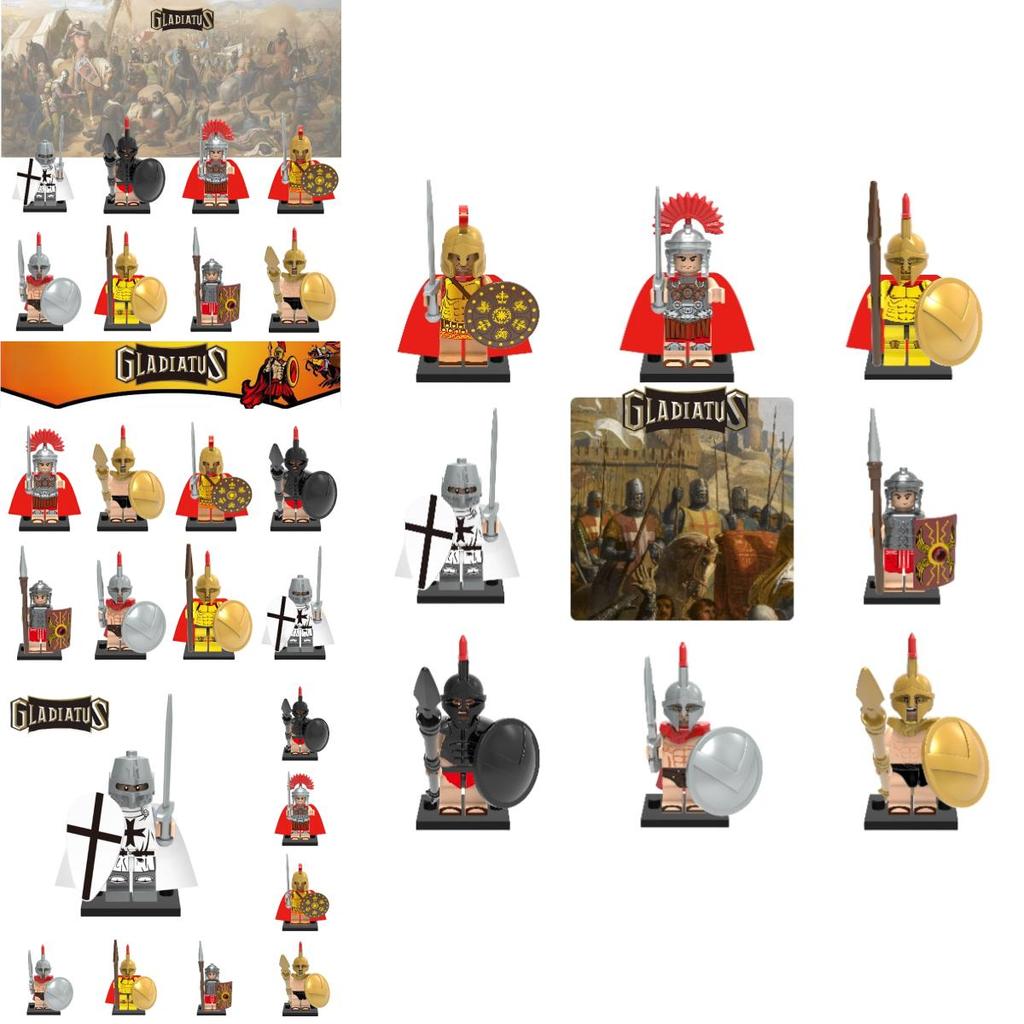 Premium Plastikbausteine Spielzeug X0164 Antike Römische Spartanische Kreuzfahrer Figuren Set X643-650