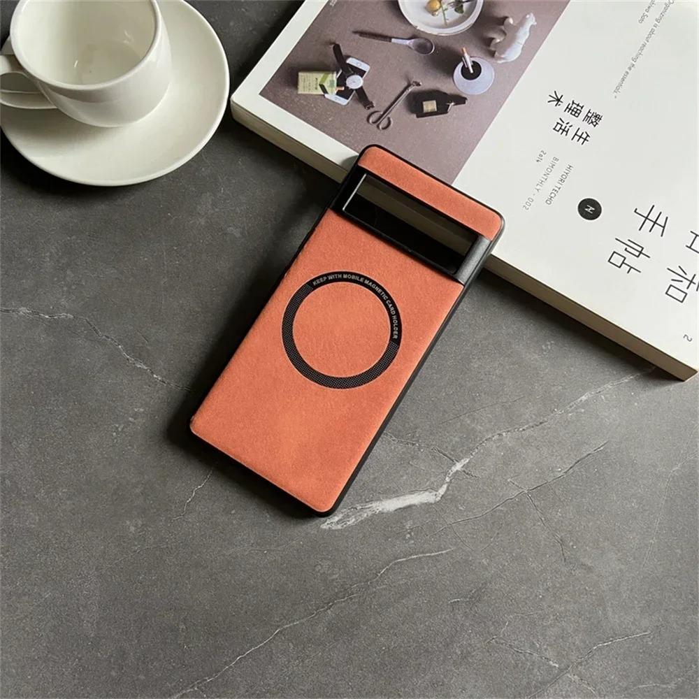 Vintage Solid Color Soft Leather Case for Google Pixel 10 9 8 7 6 A Pro XL Shockproof Magnetic Wireless Charging Skin Feel Cover