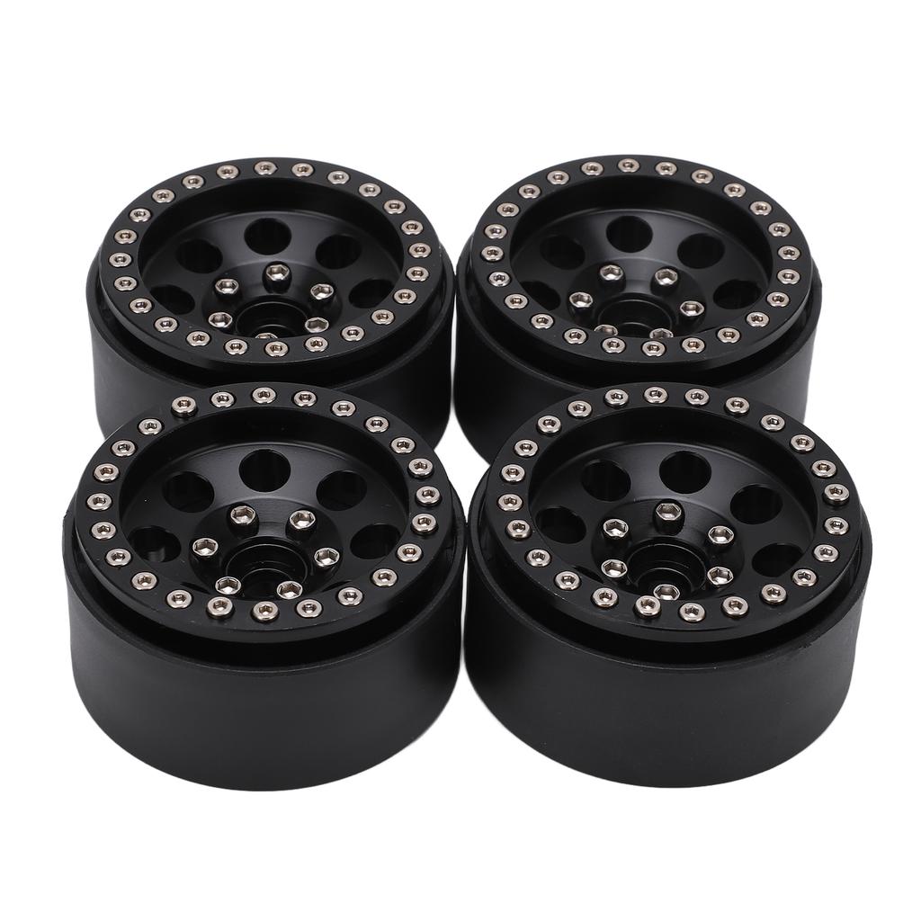4pcs 1.9 Inch RC Metal Beadlock 8 Round Hole Wheel Rim Hubs for Axial SCX10 90046 RC 110 CarBlack