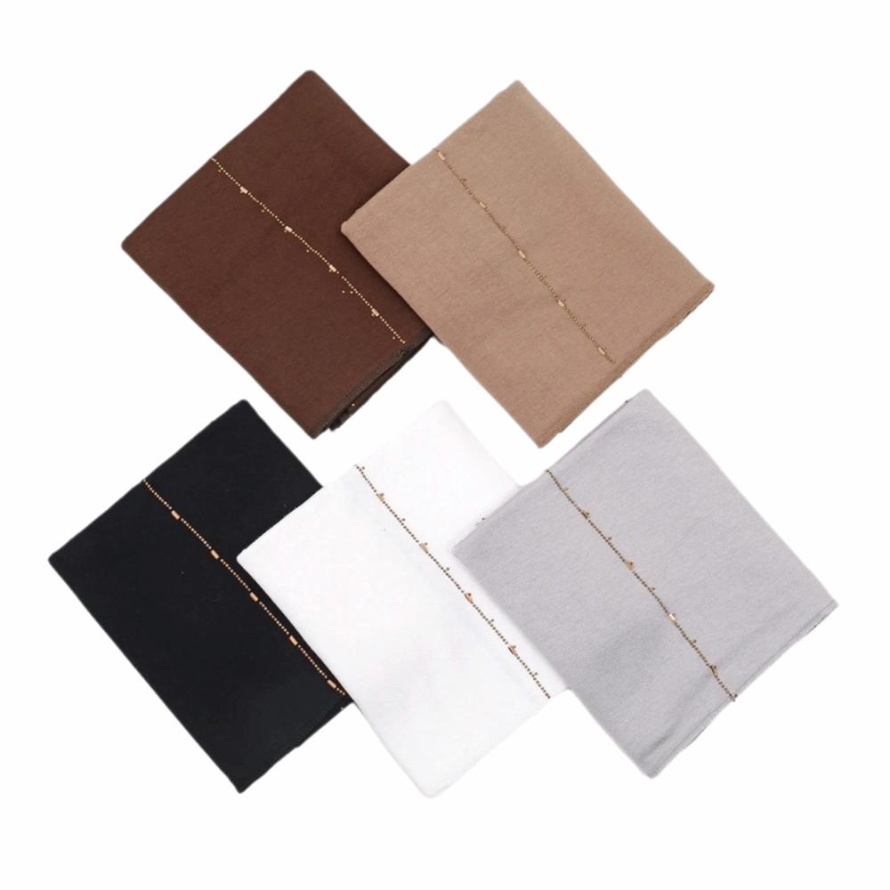 Solid Color Jersey Hijab Soft Stretch Shawl Fashion Rhinestone Hijab Scarf For Women