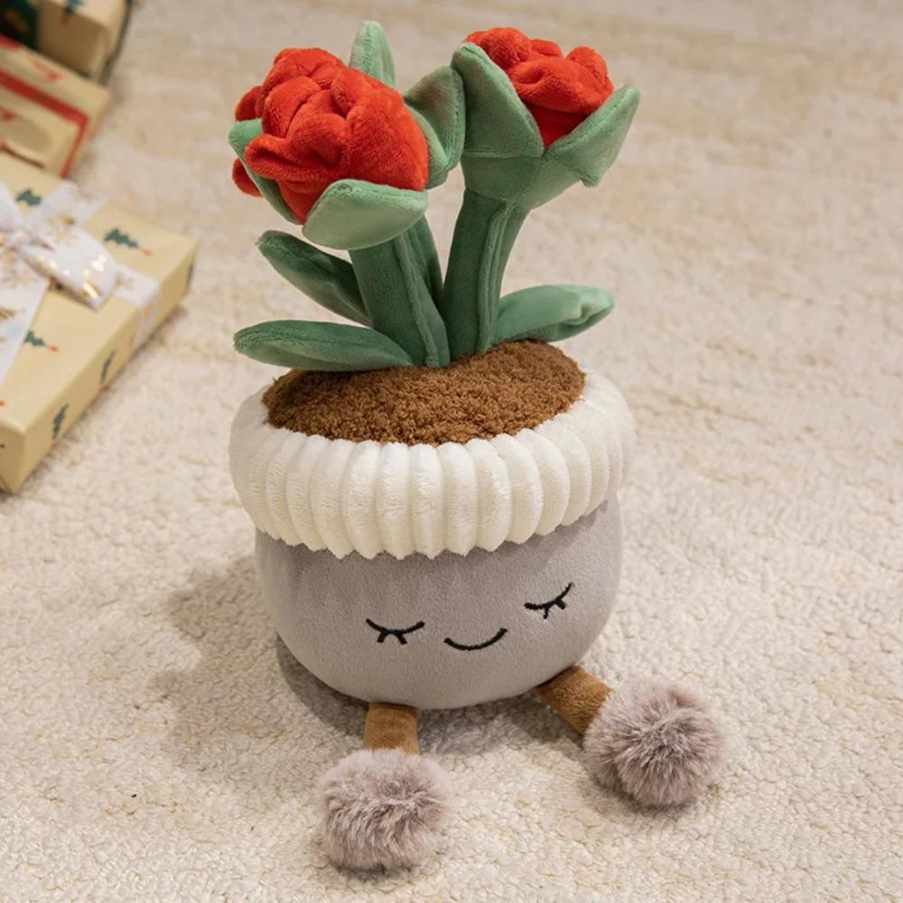 

Funny Strawberry Rose Lotus Potted Plant Plush Toys Soft Pretty Cartoon Fruit Toys Lovely Desktop Decor Christmas Halloween Gift about 30cm