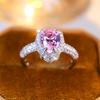 Size 6/7 Female Crystal Pink Zircon Stone Water Drop Engagement Ring Vintage Silver Color Wedding  For Women