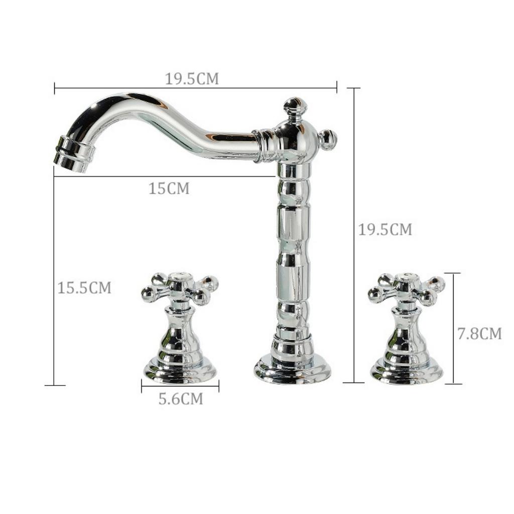 Tuqiu Szeroko rozstawiona Bateria Umywalkowa Mosiądz Złoto Bateria Łazienkowa Chromowana Bateria Umywalkowa 3-otworowa Ciepła i Zimna Bateria Umywalkowa Kranik