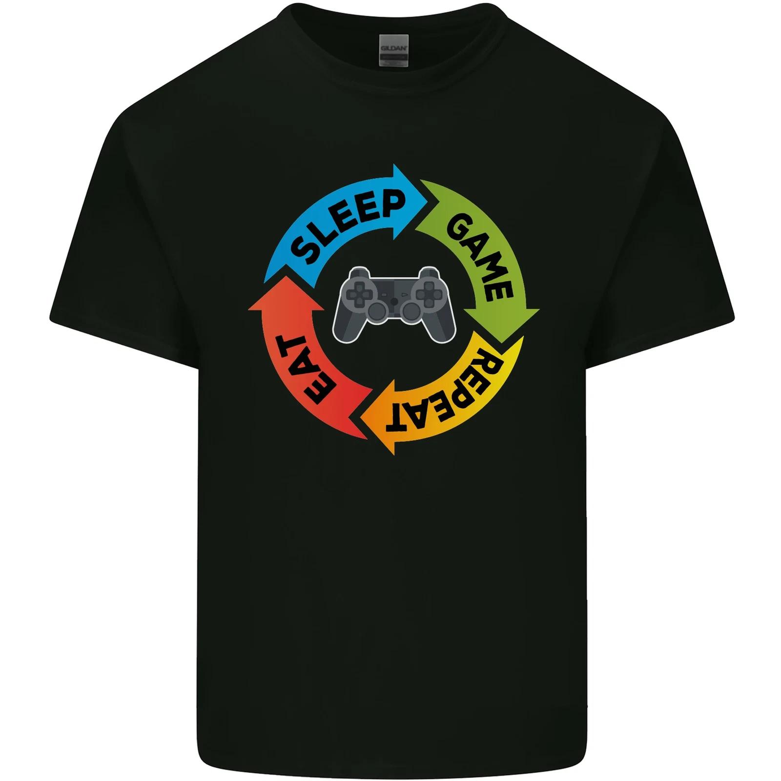 Gaming Eat Sleep Game Repeat Gamer Kids T-Shirt Childrens L
