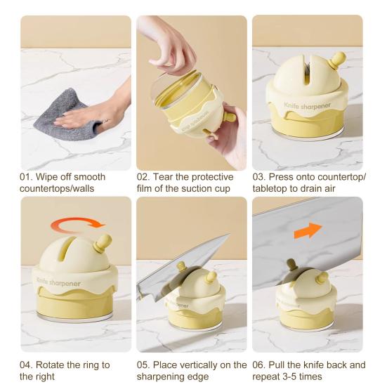 Yousheng Whetstone Ice Cream Shape Kitchen Sharpener ABS Ceramic Easy To Use Knife Scissor Sharpener Practical Tool