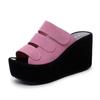 Women Platform Slippers Super High Heel Black Fish Mouth Open Toe Wedges Fashion Shoes Women Non-slip Casual Slides Zapatos