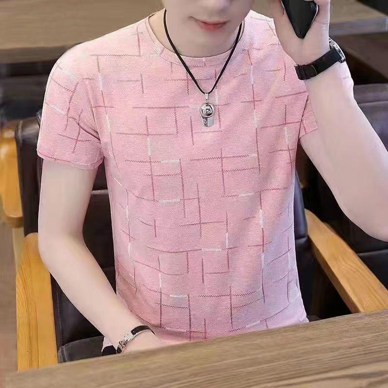 Men s clothing thin round neck clothes trendy new half-sleeved ice silk summer men s short-sleeved tops trendy summer ice feeling m recommended 40-50kg
