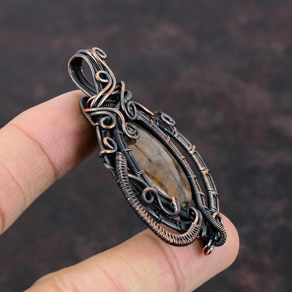 Chiastolite Pendant Gemstone Pendant Copper Wire Wrapped Pendant Handmade Pendant Wire Wrap Chiastolite Jewelry Gift For Mom Copper Jewelry