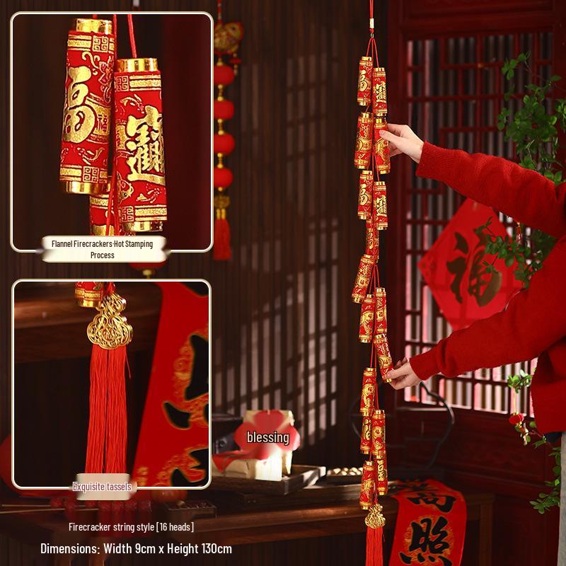 2026 Spring Festival Hanging Decorations: New Year Firecrackers, Lucky Bag, Chili, and Lantern Ornaments for Your Living Room