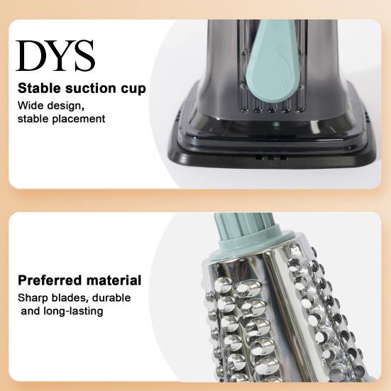 Suction Base Vegetable Slicer Handheld Roller Shredder Stainless Steel Blades Safe Food Processor Multi-Function Kitchen Gadget for Julienne