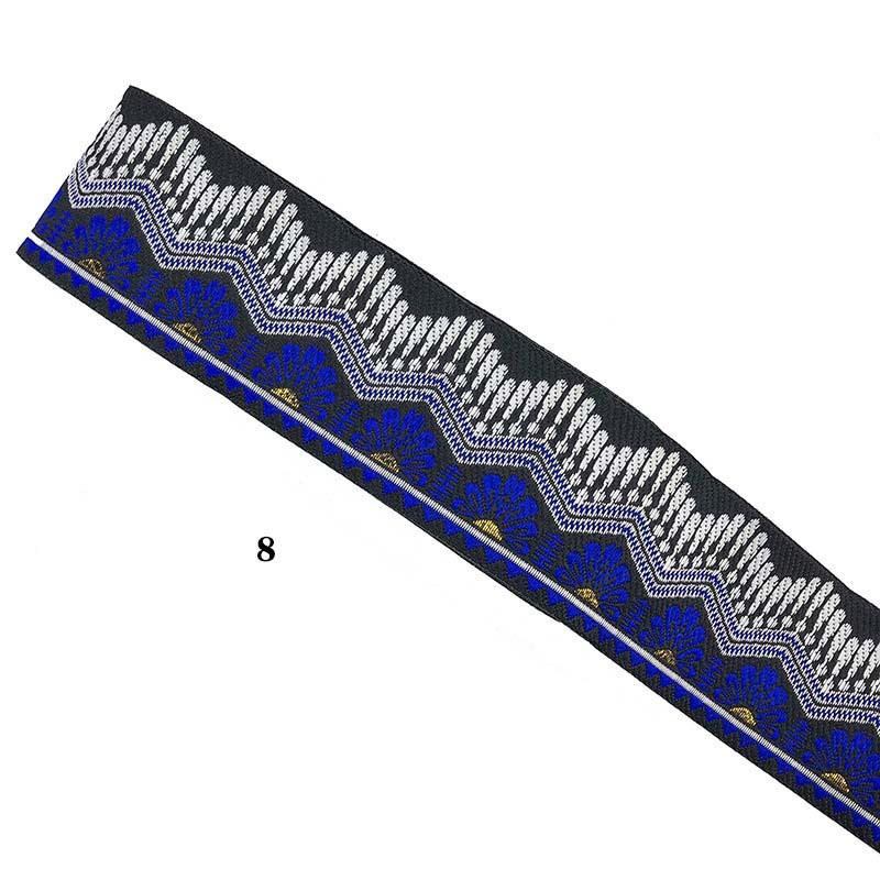 Cinta de Pasamanería Bordada Jacquard de Encaje Étnico para Adorno de Borde de Cuello de Vestimenta de Ropa Nacional Tradicional de Bricolaje de 5 cm
