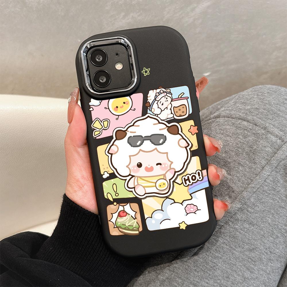 For OPPO A16 A38 A57 A58 A74 A78 A98 Reno8T Reno13F Realme C25S C53 C65 Tegneserie Svart Katt Sølvkant Mykt Flytende Silikon Beskyttelsesdeksel