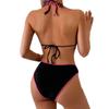 European and American New Ins Style Sexy Swimsuit Three-point Bikini Fixed-plate Printed Split Strap Swimsuit