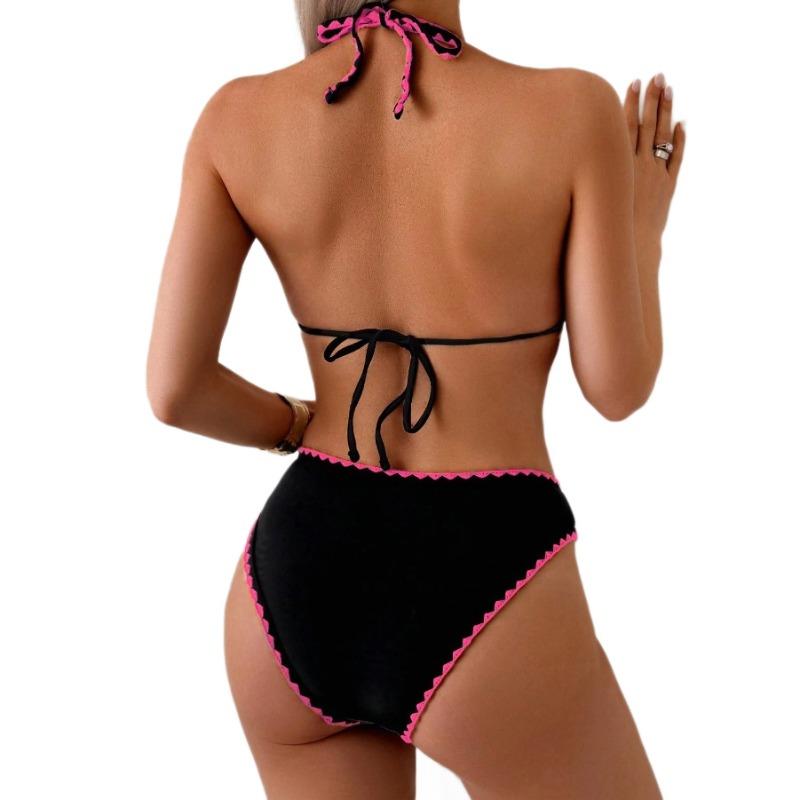 European and American New Ins Style Sexy Swimsuit Three-point Bikini Fixed-plate Printed Split Strap Swimsuit