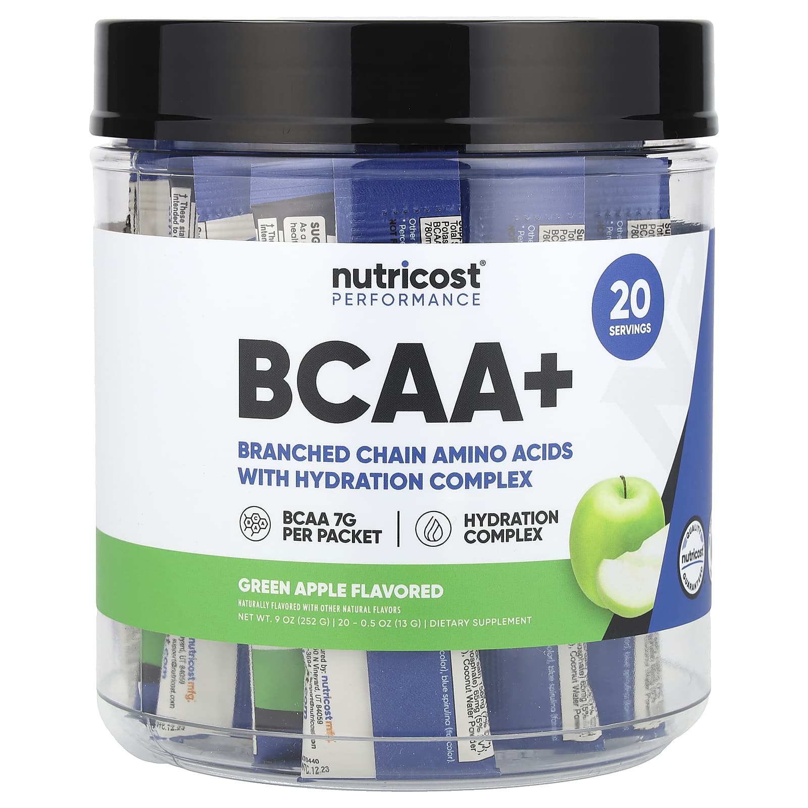 

Athletic Performance, Bcaa+, Green Apple, 20 Packets, 13G (0.5Oz) Each