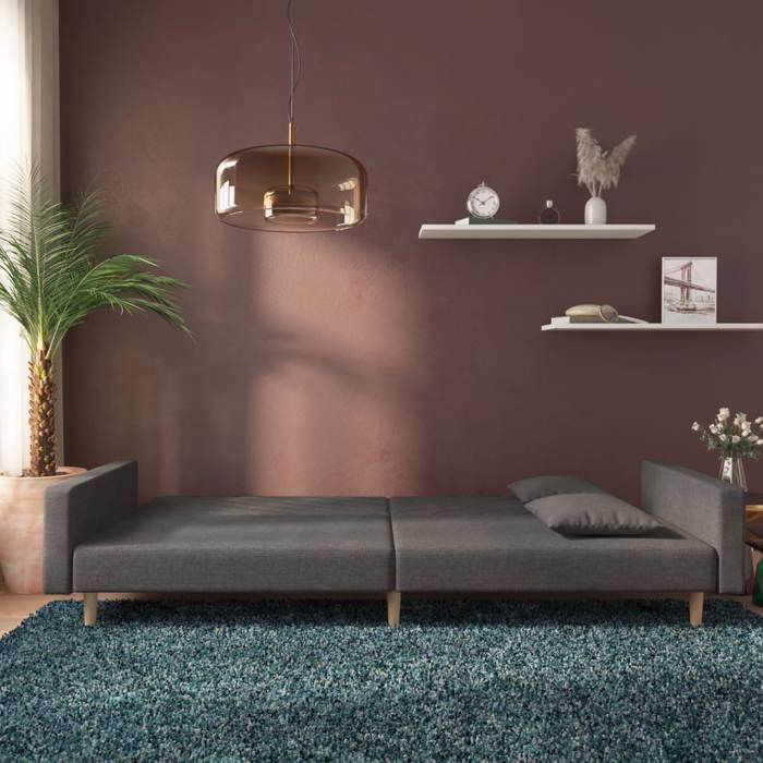 VidaXL 2-seater Sofa Bed with Two Pillows Dark Grey Fabric 375900