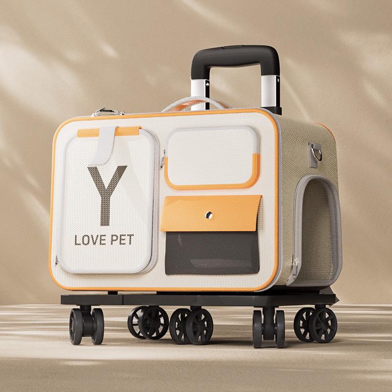 Large Capacity Pet Carrier Trolley Backpack: Portable Space Capsule for Cats & Dogs