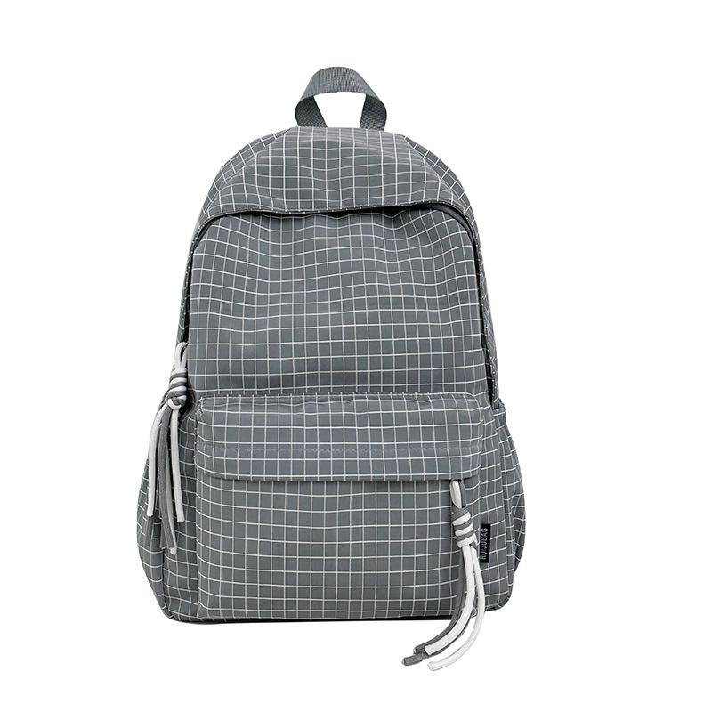 Schoolbag Retro Hong Kong Style Plaid Backpack New Large Capacity Junior High School College Student Schoolbag Travel Versatile Backpack Plaid