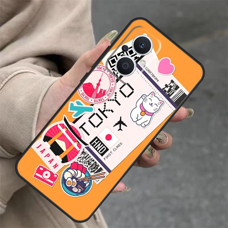 Кейс-обложка для посадочного талона Tokyo для OPPO Reno 14F 13F 12F 11F 10 12 13 14 Pro 7 8 Lite OPPO Find X5 X6 X8 X9 Pro OPPO Find X9 Pro